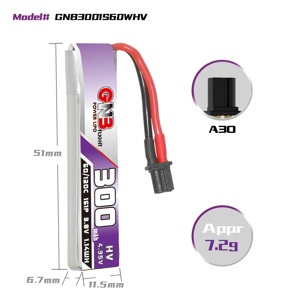 GNB 1S 300mAh LiHV 60C A30