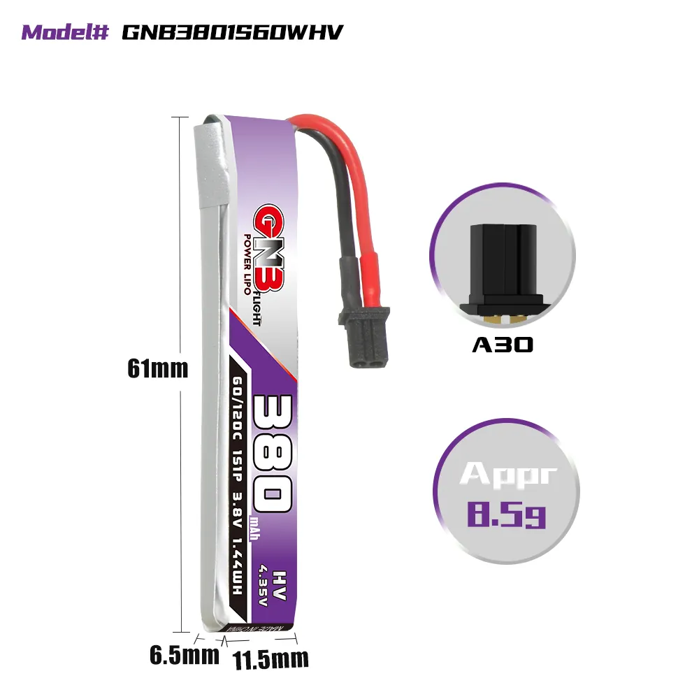 GNB 1S 380mAh LiHV 60C A30